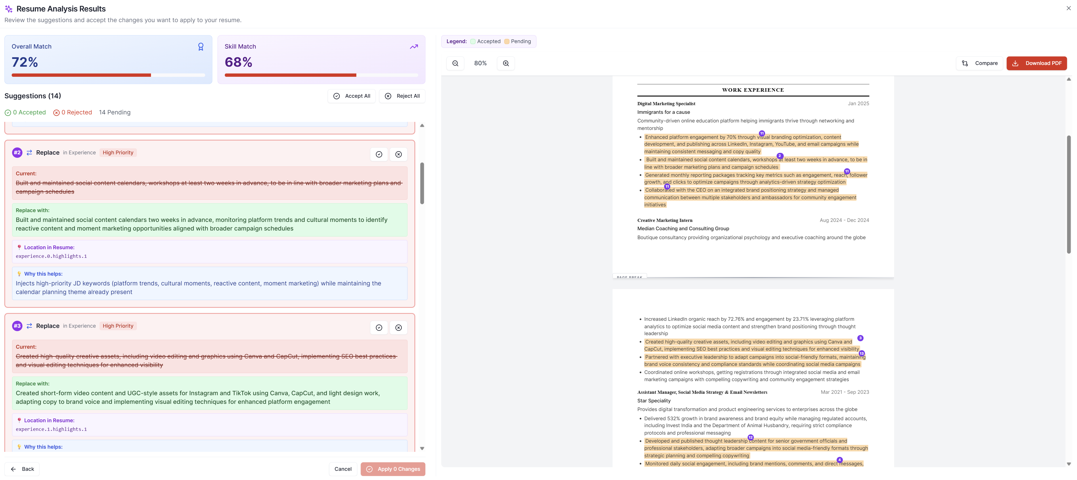 Rezume.ca AI resume analysis